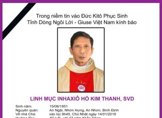 Cáo phó: Linh mục Inhaxiô Hồ Kim Thanh